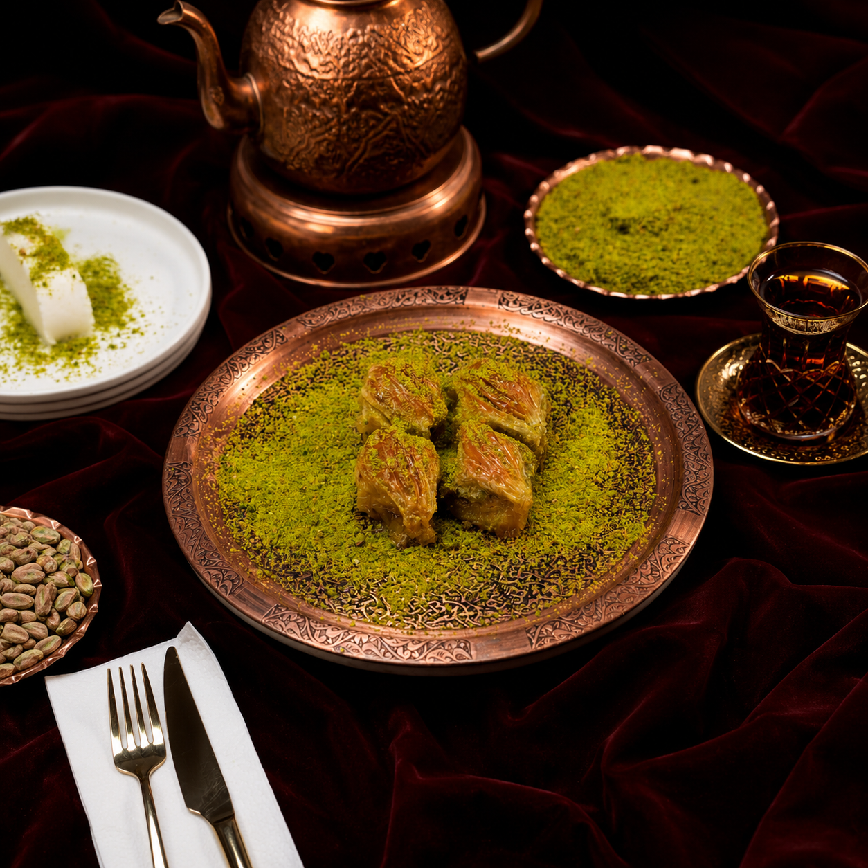 Fıstıklı Kaymaklı Midye Baklava